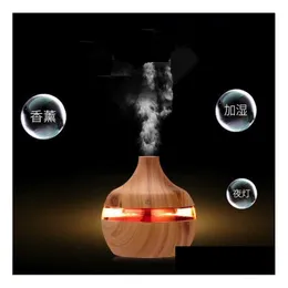 Aromaterapi Drop Ship Epack 200 ml Arom Essential Oil Diffuser Trasonic Air Airfifier Purifier med träkornform 7 LED Changin DHIC6