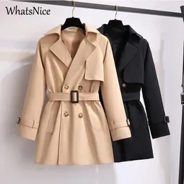 Französischer zweireihiger Damen-Trenchcoat mit Gürtel, schicker Trenchcoat für Frauen, Jacke, weibliche Mädchen, modische Oberbekleidung, Designer-Windjacke 240123