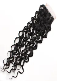 8A Water Wave Closure 44 Swiss Lace Closure 1bundle Virgin Human Hair Brazilian Peruvian Malaysian Histian Hair Middle Three 4257298