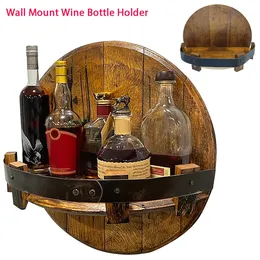 Träväggmontering Vinflaskhållare Whisky Bottle Rack Vintage vägghyllor trä Display Stand Hylla Hemstångtillbehör 240130