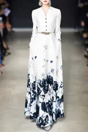 2024 verão floral impressão vestido feminino com decote em v manga comprida vestidos longos casuais as001