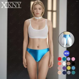 Damenhöschen XCKNY Satin glänzende Tangas Bikini glatte Unterhosen seidig solide Strumpfhosen mit niedriger Taille ölige Badehose