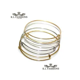 Bracciale rigido di nuova moda Sier in filo d'oro Bracciale per fai da te Perline Piccolo fascino espandibile Usa Accessori di tendenza all'ingrosso D Dhgarden Dhkpi