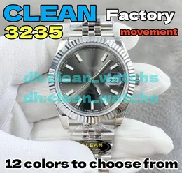 Clean Factory Watch Mens Watches 41mm Datejust Cal 3235 Mekaniska rörelser 904L AR Fine Steel Watch Bands Waterproof Glow-in-the-Dark