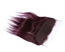 Pure Color 99j Wine Red Straight 134 Lace Frontal Closure Bleached Knots With Baby Hair Burgundy Lace Frontals For Woma3586701