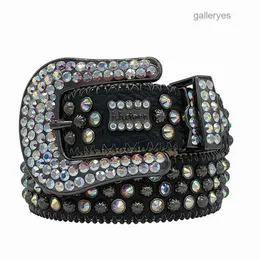 Дизайнерский ремень Bb Simon Мужчины Женщины Rhinestone Western Cowgirl Cowboy Vintage Bling Crystal Diamond Шипованный кожаный ремень для джинсовых брюк H0Q3