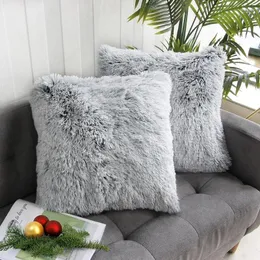 Travesseiro luxo faux fur lance capa super macio caso para sofá cama sala de estar fofo 45x45 cm casa decro