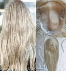 15x17cm Hair Toppers Virgin European Human Hair Blonde Hair Pieces Mono Base Highlight Quality Toupee Topper for Women3589008