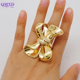 Dubai Jewelry Copper Ring Brazilian Women Gold Color Wedding Bride Arabic Ethiopian Finger Ring Nigerian Jewellery Moroccan Ring 240125
