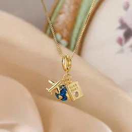 Anhänger Halsketten Mode Kreative Kupfer Vergoldete Zirkonia Halskette Choker Kamera Reisepass Flugzeug Für Frauen Zarte Schmuck Geschenke