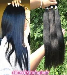 3pclot Light Yaki Extensions Human Hair Sgray 10A البرازيلية العذراء Yaki مستقيم نسج الشعر البشري 1026inch الشعر DHL 5195646