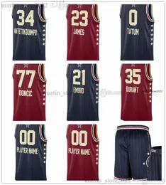 2024 All -Star Basketball Jersey Giannis 34 Antetokounmpo LeBron 23 James Lillard Embiid Tatum Haliburton Doncic Durant Jokic g i l g u u s - a l e x a n d e r brunson maxey