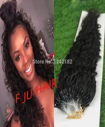 Pierścień mikro pętli łączy Virgin Deep Wave Human Hair Extension 1G1S 6A UNCRESTRED Natural Black Human Hair Micro Pierścienia 2027033