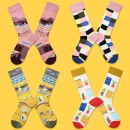 Männer Socken Hip-Hop Trend Frauen Roman Geometrische Röschen Persönlichkeit Design Baumwolle Socke Hohe Qualität Ölgemälde