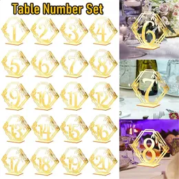 120 akrylowych złotych srebrnych znaków stolik stojak ślubny z liczbami Karty wydarzeń Recepcja Uchwyt przyjęcia urodzinowego Dekorowanie 240127