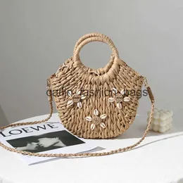 Omuz Çantaları Straw Bag 2021 Yeni Net Ünlü Kabuk Kadın Omuz Messenger Plajı Taşınabilir Sebze Basketh24217
