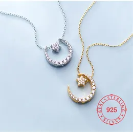 hochwertige 100 925 Sterling Silber Halskette Idee Produkt Mond und Stern cz Diamant handgefertigte Halsketten Whole228e4603916