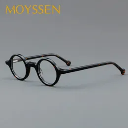 Japão marca designer dos homens do vintage redondo acetato quadro óculos feminino tartaruga pequena óptica miopia lentes óculos 240119