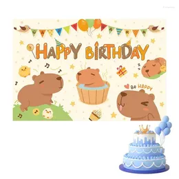 Parti Dekorasyonu Mutlu Yıllar Banner | Büyük Renkli Capybara Zemin Çocuk Posteri Erkek Kızlar Güzel Karikatür