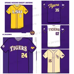 Мужская бейсбольная майка LSU Tigers на заказ 2023 года Томми Уайт Тре Морган Дилан Крюс Га-Вин Дугас Брэйден Джоберт Кейд Белосо Джаред Джонс Джош Пирсон