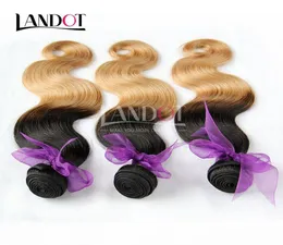Ombre Indian Body Wave Virgin Human Hair Extensions 2 톤 1B 27 Honey Blonde Ombre Indian Body wavy remy human have weaves 3bu1965896