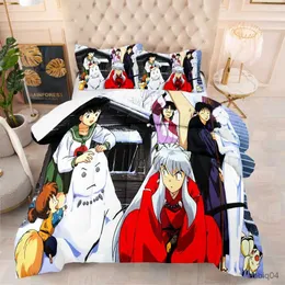 Sängkläder uppsättningar 2023 Nya inuyasha sängkläder set singel tvilling full drottning king size säng set tonåringar barn sovrum täcke täcker 3d anime sängkläder