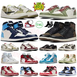 Nike Air jordan Retro Travis Scott Jordens jordas Basketbol ayakkabıları 1 Çin Yeni Yıl TS Mocha Palomino Celadon OW Chicago Spider Verse TS Fragment【code ：L】