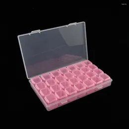 Casci di gioielli Rettangolo del vano regolabile Aprire il coperchio 28 GRID Transparent Storage Box Case Packaging