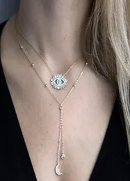 18 Karat vergoldete türkische Halskette mit bösem Blick, glückliches Mädchen, Geschenk, Baguette-Zirkonia, türkiser Geomstein, hochwertiger Schmuck für bösen Blick 6966034