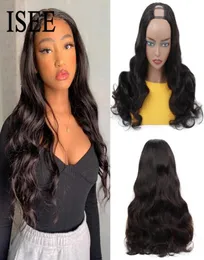 2020 nuova onda del corpo parte U parrucche per le donne peruviane dell'onda del corpo parrucche dei capelli umani 150 densità ISEE CAPELLI medio forma di U parrucche Glueless2758519
