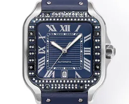 Classic Square Diamond Mens Watch WSSA0047 Blue Luxury Watches 9015 Automatyczny ruch Wybielum Sapphire Crystal Designer Classic Designer Classic