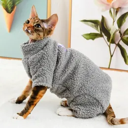 Cat Costumes Sphynx Clothes Winter Warm Pet Jumpsuit Hoodies Soft Fleece Kitten Hairless Pajamas For Sphinx Devon Cats