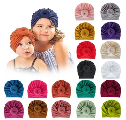 Baby Turban Bonnet Soild Color Bawełny węzeł Wewnętrzny hidżab afrykański headwrap dziewczęta chłopcy głowa głowa Indie HAT HIJABS CAP RY199203137