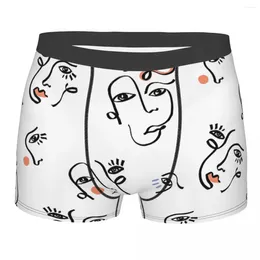 Underpants Line Art White Abstract Faces Breathbale Panties Men's Underwear Sexy Shorts Boxer Briefs