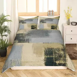 Bedding sets Vintage Abstract King Queen Duvet Cover Blue Grey Messy Rust Bedding Set Lightweight Modern Grunge Art Polyester Quilt Cover