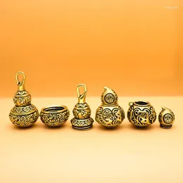 Dekoracje ogrodowe 1pc feng shui mosiężne chińskie listy błogosławcy Lotos Gourd Charms Kluczowy łańcuch wisiorki do przechowywania domu
