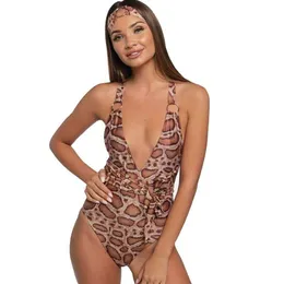 Women's Swimwear VIKINII Python Swimsuits 2021 Sexy Women one-piece Swimwear Vintage Bandage Swimsuit Female Biquinis Feminino J240202