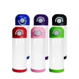 wholesale Stainless Steel Sublimation Blank 12oz Water Bottles Children Kids Tumbler With Straw and Carrying Handle ZZ