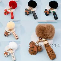 Cartoon Mouse Designer Printing Keychain Wallet Keyring Purse Pendant Car Chain Charm Bucket Bag Flower Mini Coin Holder Keychains TrinKet Gifts Accessories FJ1X