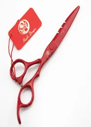 Purple dragon hair scissors Red hair cutting scissor 55 INCH or 6 INCH hairdressing scissors Simple packing 1PCSLOT NEW2648712