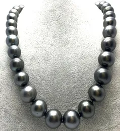 Huge 18quot11514mm tahitian round black multicolor pearl necklace Fine pearls jewelry8977853