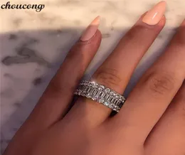 Vecalon Eternity Promise Ring 925 Sterling Silver Full Diamonds CZ Engagement Wedding Band Rings for Women Party Jewelry1514664