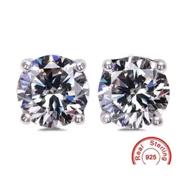 Stud Big Stone Four Claws 5-8Mm Round Created Moissanite Earrings For Women Men Female Real 925 Sier Stud Drop Delivery Jewelry Earri Dhdj4