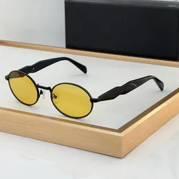 Sonnenbrille Hohe Qualität Kleiner Rahmen Runde Persönlichkeit Legierung Mehrfarbig Für Männer Und Frauen Paare Markendesigner