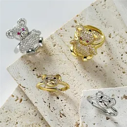 Cluster Ringe HECHENG Einfache Vintage Zirkon Bär Tier Für Frauen Mädchen Teenager Mode Ästhetischen Schmuck