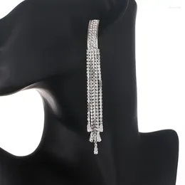 Dangle Earrings YFJEWE Large Rhinestone Tassel Long Drop Female Temperament Wild Zircon Crystal Earring Wedding Bride Jewelry E695