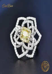 OneRain 100 925 prata esterlina citrino casamento noivado coquetel flor rosa anel para mulheres joias inteiras 7031104