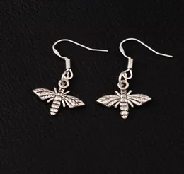 Bee Flying Earrings 925 Silver Fish Ear Hook 172x305mm 60pairslot Antique Silver Chandelier E962 ZHL24744676488