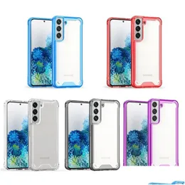 Casos de telefone celular grau militar anti-gota transparente acrílico tpu à prova de choque para 14 13 12 11 pro xr xs max x 8 plus s21 fe s22 tra a dhyg5