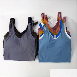 ヨガの衣装ll align tank top u bra summer y t shirt solid cropts levelessファッションベスト17色ドロップデリバリースポーツアウトot0y8